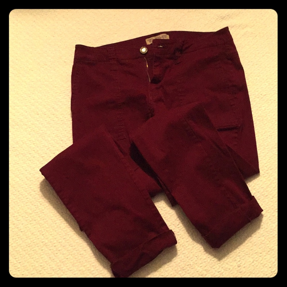 Burgundy boot-cut jeans